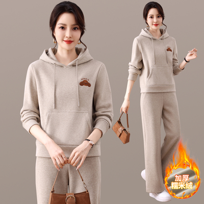 时尚连帽加厚运动套装女秋冬新款
