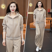 2026新款 女春季 显瘦减龄跑步休闲宽松两件套 连帽卫衣运动套装 时尚