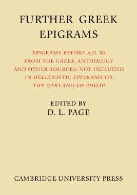 【预售】Further Greek Epigrams: Epigrams Before Ad 50 from