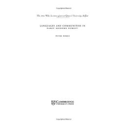 【预售】Languages and Communities in Early Modern Europe