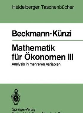 【预售】Mathematik Fur Okonomen III: Analysis in Mehreren