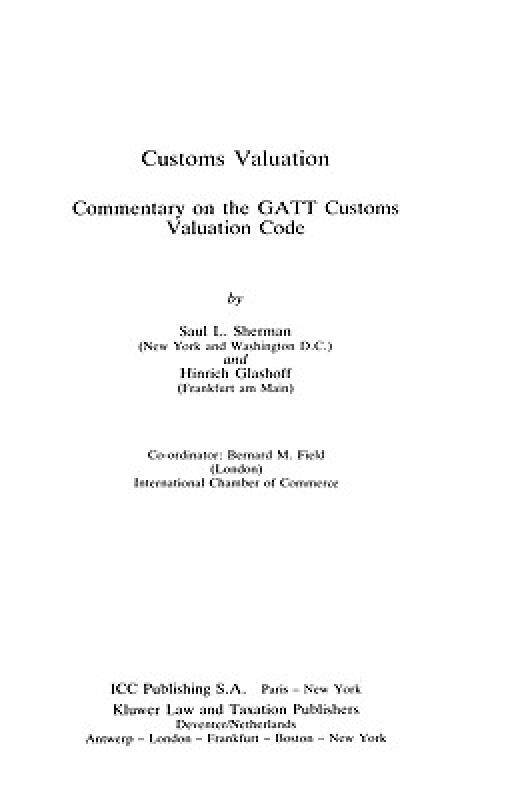 【预售】Customs Valuation a Commentary on the GATT Customs