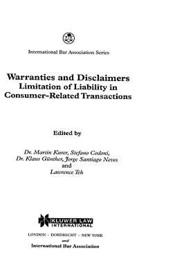 【预售】Warranties and Disclaimers: Limitations of Liability