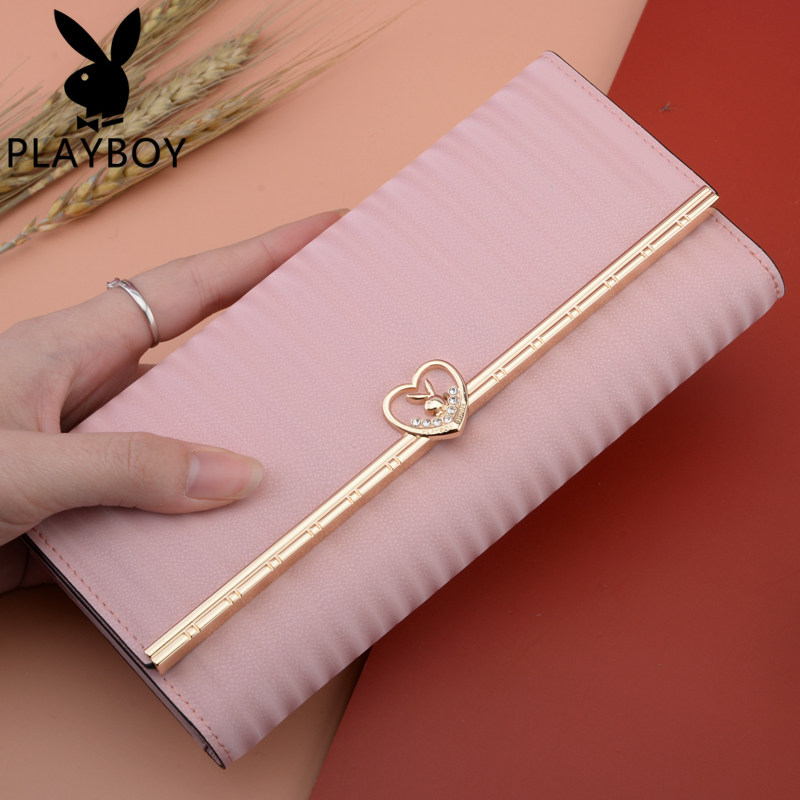 花花公子女钱包真皮三折女手拿包新款时尚钱包女长款折叠手包正品