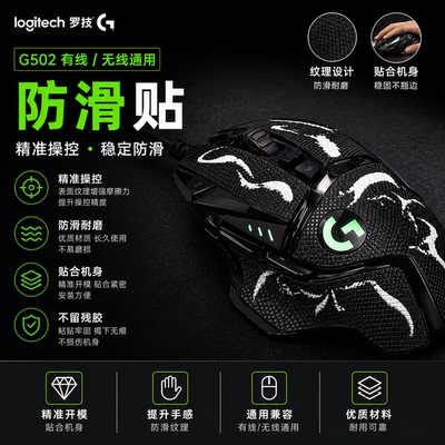 适用罗技G502防滑贴防汗g502hero防滑贴纸g502无线鼠标定制吸汗贴