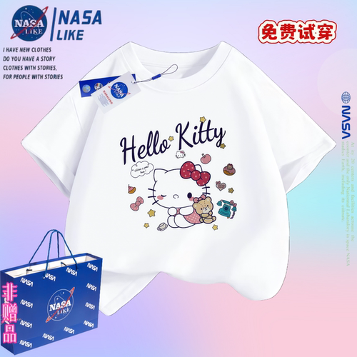 女童hellokitty短袖t恤猫咪上衣