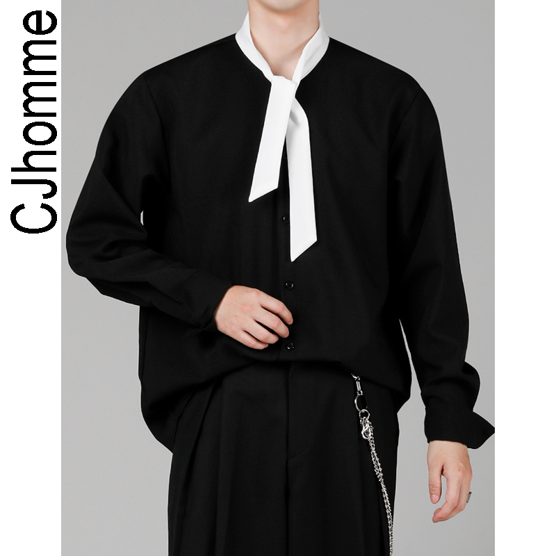 CJ领带韩版流行立领衬衫男