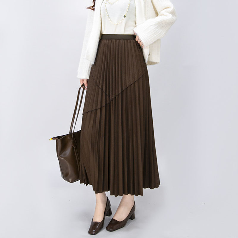 小众设计感高腰显瘦百褶裙女2025秋冬新款a字百搭大摆中长半身裙