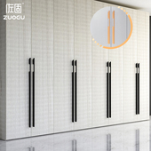 柜大衣柜门把手轻奢哑金色加长 黑色橱柜门鞋 现代简约柜门拉手 F款