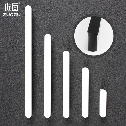 现代简约 白色一字型抽屉柜门拉手北欧衣柜橱柜门T形加长把手黑色 - 封面