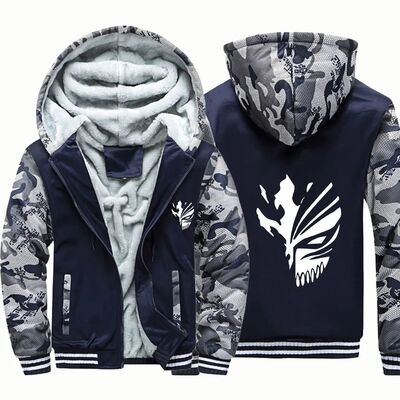 Men's Jacket Anime Bleach Zip Up Hoodies Thicken Warm for Me