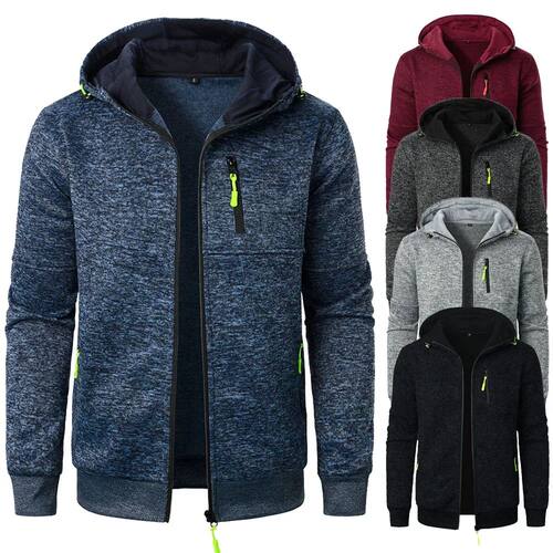New Men's Sports Fitness Casual Sweatshirt Cardigan Hooded J