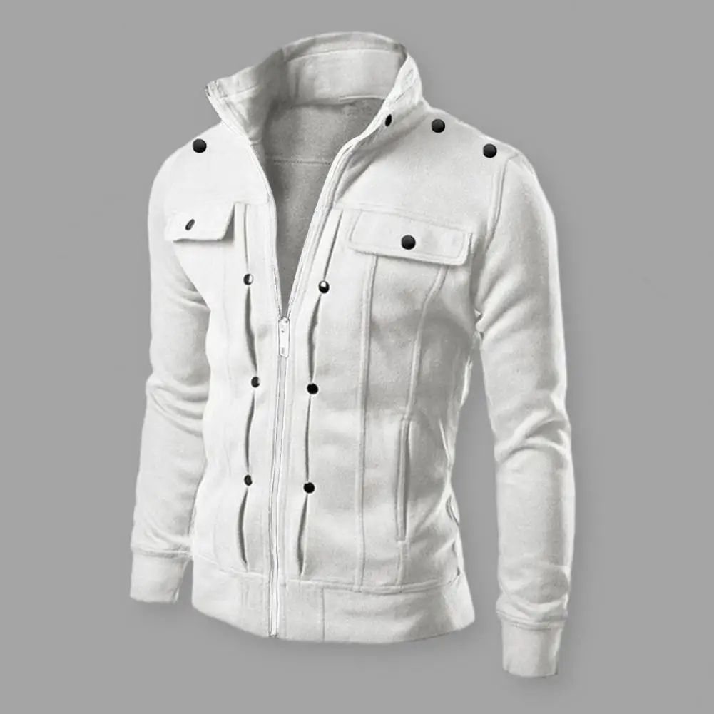 Fashionable Men Outerwear Men's Solid Color Stand Collar Jac