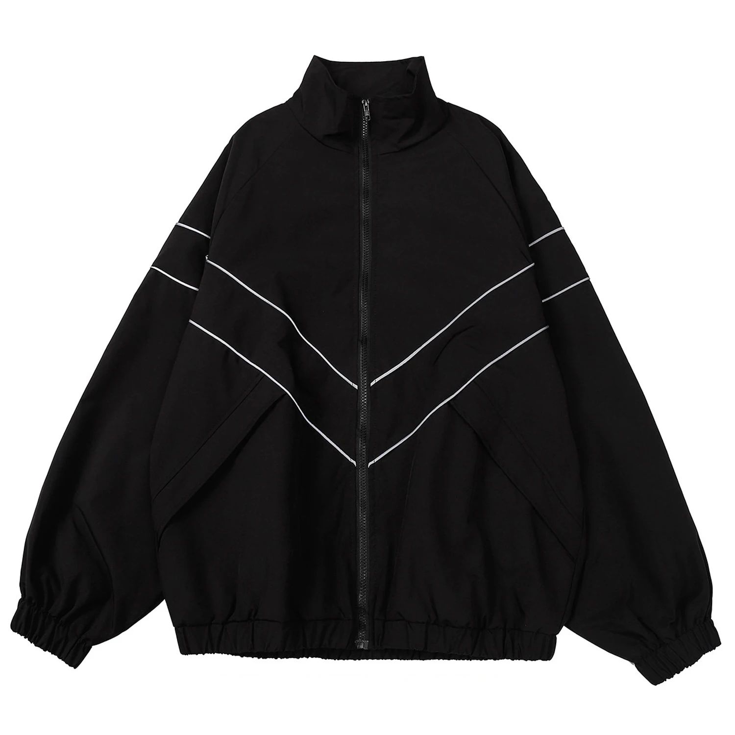 Reflective Striped Jacket Windbreaker Coat 2024 Men Hip Hop