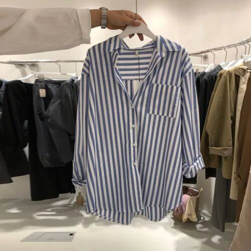 South Korea Dongdaemun Striped Shirt Women's Design Sense Ni