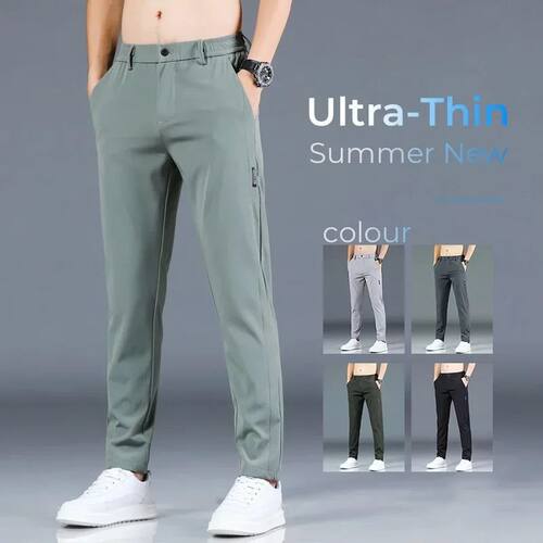 2024 Summer New Thin Ice Silk Stretch Men's Pants Casual Ela