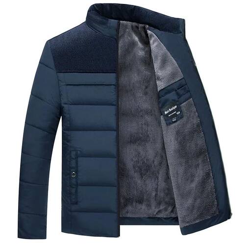 Puffer Jacket Men's Plush Thickened Parkas Stand Collar Jack