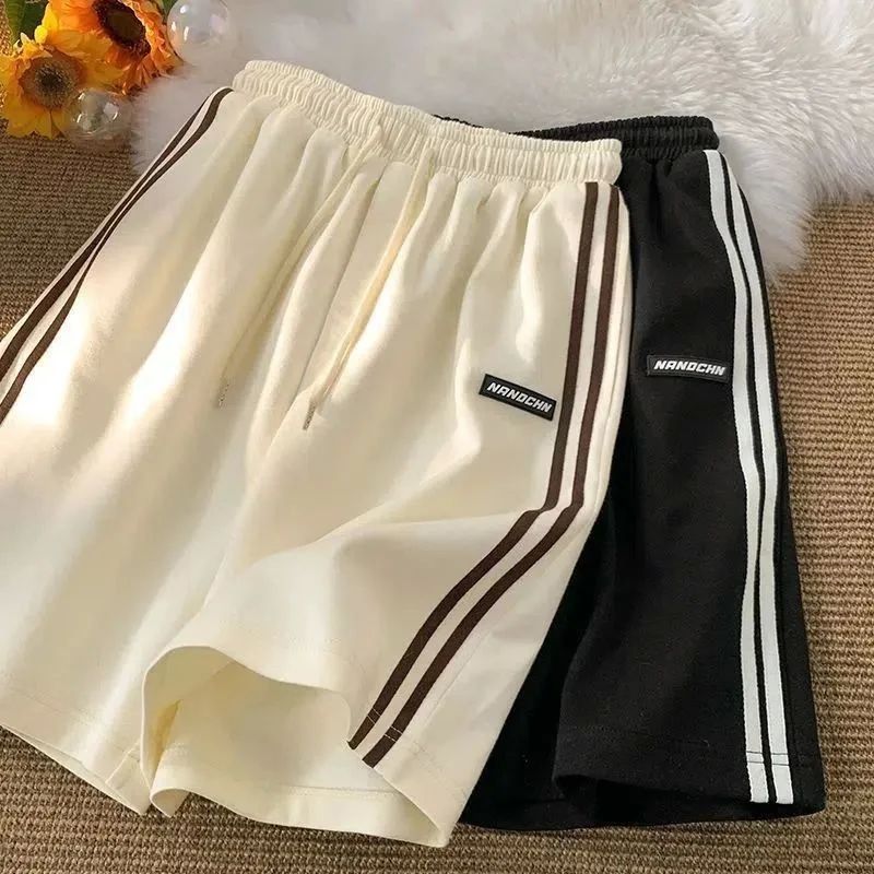 Side Striped Sweatpants Women High Waisted Loose Straight Ru