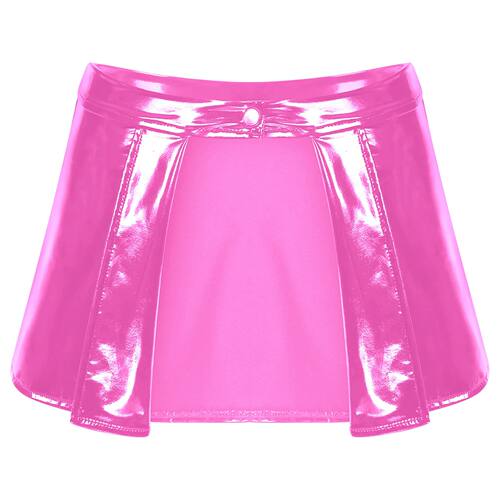 Womens Patent Leather Mini Skirt Female Wet Look Clubwear Ra