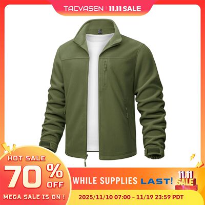 TACVASEN Stand Collar Fleece Jackets Mens Thermal Warm Full