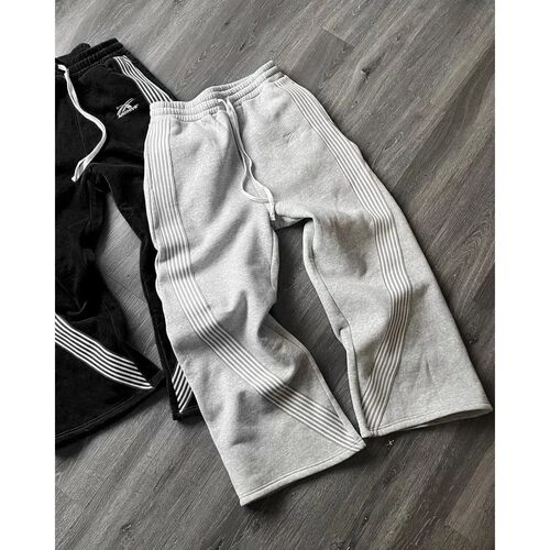 Casual Grey Embroidered Trousers Y2k Running Lace Chandelier