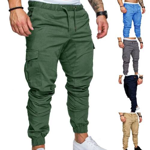 50%HOT2022 New Men's Casual Jogging Pants Solid Color Pocket