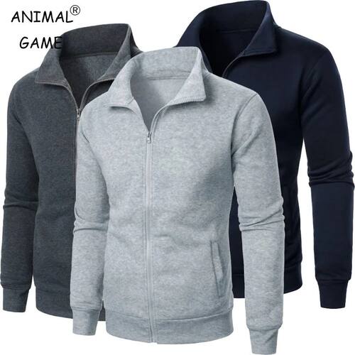 Autumn Men's Long Sleeve Zipper Jacket Coats Solid Color War