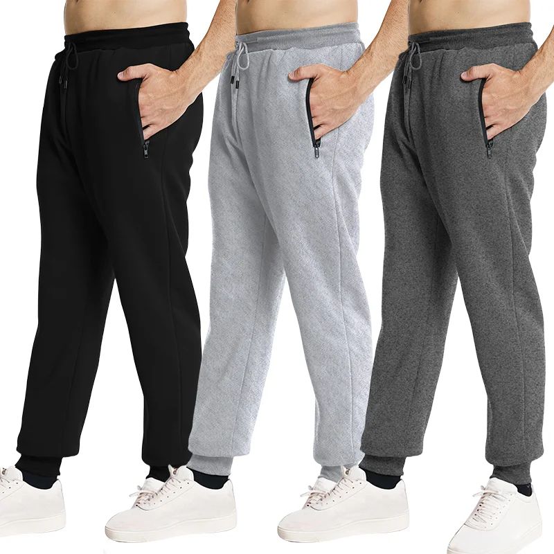 New Sweatpants Side Zipper Pockets Men Joggers Track Pants E