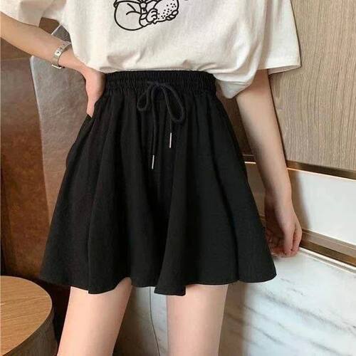 5 Sizes Summer Shorts Skirts Women Elastic High Waist Casual