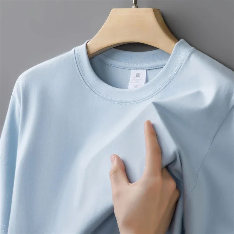 230g Men's Oversized Thick Round Neck T-shirt Summer Short S