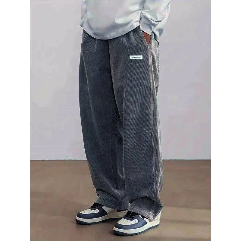 Men's corduroy loose European size hanging multi-functional