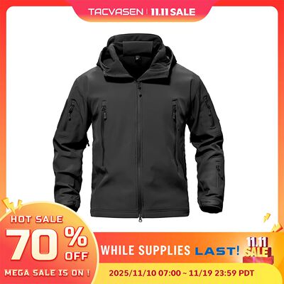 TACVASEN Solid Waterproof Fleece Lined Jacket Mens Jacket So