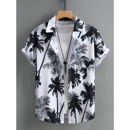 Hawaiian Shirt Man Print Casual Thin Beach Slim Fashion Shir