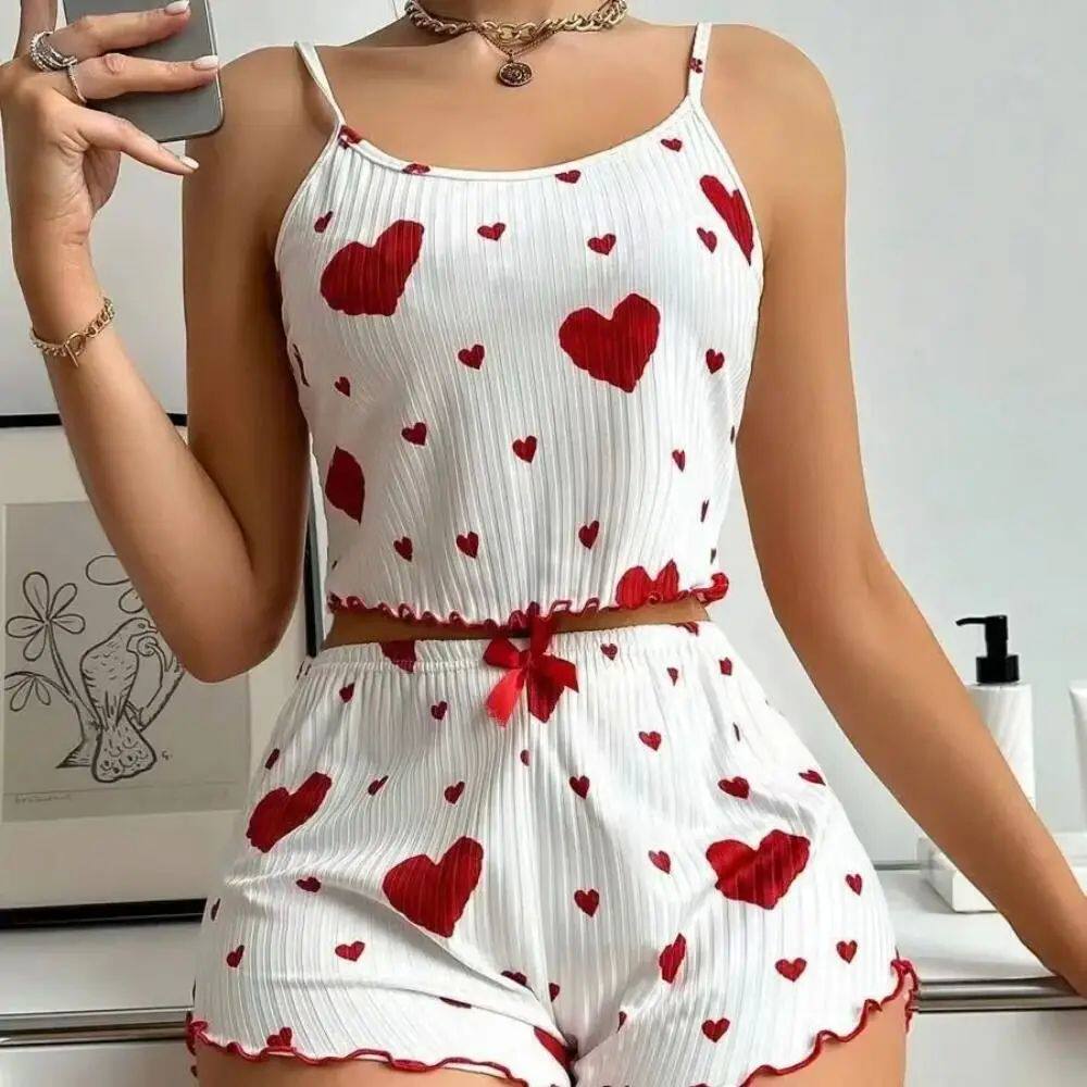 New Summer Thin Pajamas Solid Color Polyester Leisure Suit H