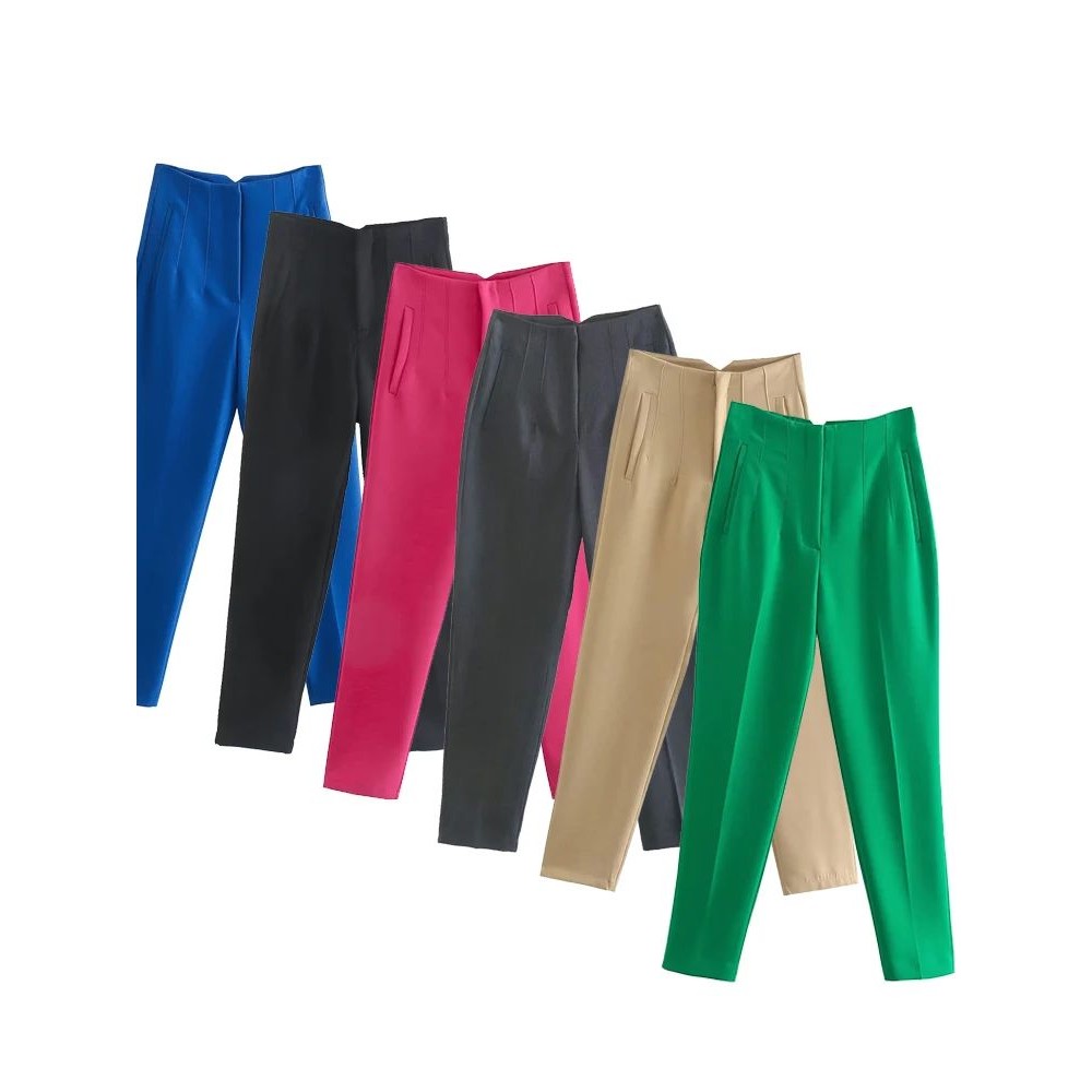 Willshela Women Fashion Straight Pants High Waist Front Zipp