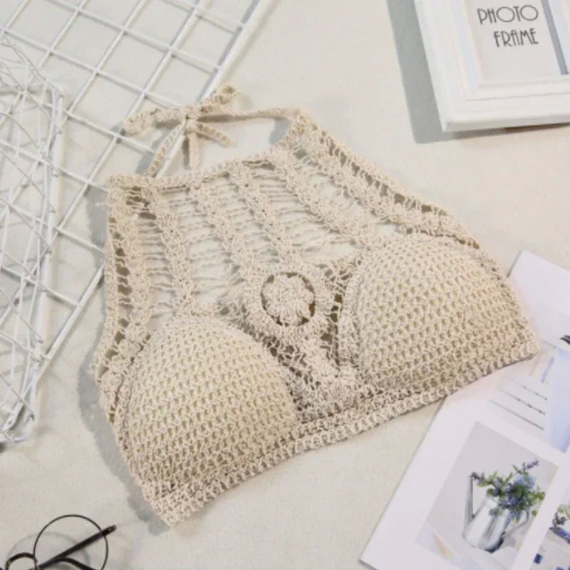 2024 Sexy Beach Holiday Camisole Halter Women Crochet Knit S