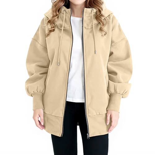 Plus Size Zipper Hooded Jacket Women's Autumn and Winter Cas