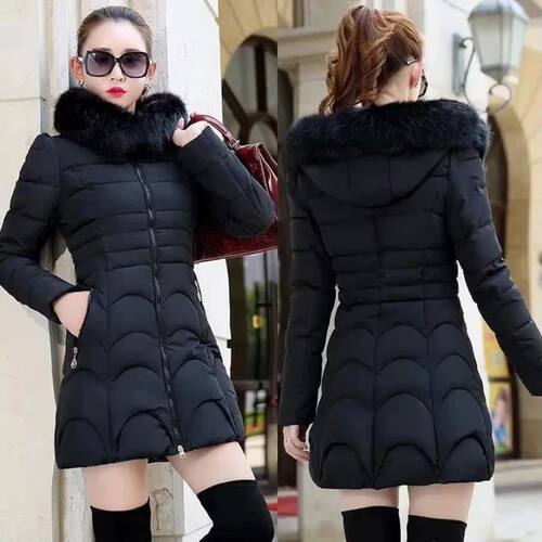 Winter Women Jacket Parka Big Fur Collar Hooded Thick Warm F