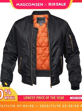 MAGCOMSEN Men's Aviator Jackets Thick Warm Orange Lining Bom