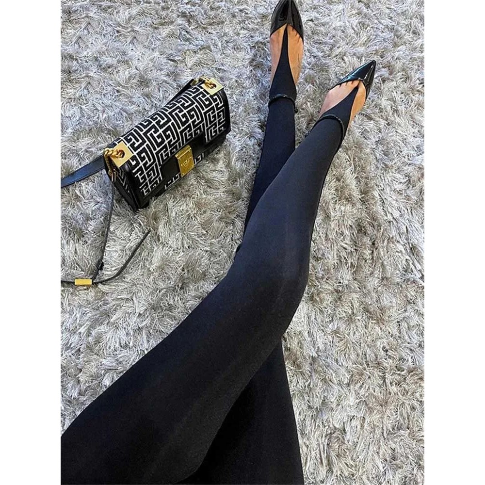 Korean Fashion Winter Black High Waisted Skinny Y2K Women Pa