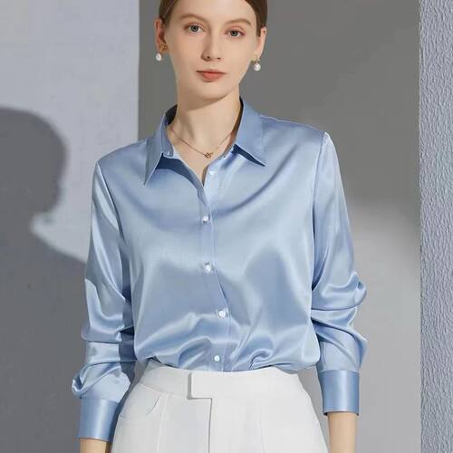 All-match Satin Finish Shirts And Blouses Women Clothing Cas