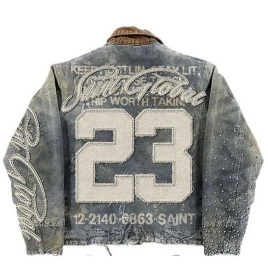 American Retro Jacket Y2K Clothes Men Women Hip Hop Letter S