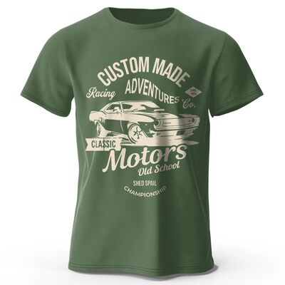 Men's Motors Printed T-Shirt 100% Cotton Oversized Vintage O