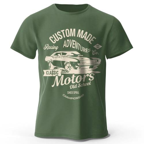 Men's Motors Printed T-Shirt 100% Cotton Oversized Vintage O