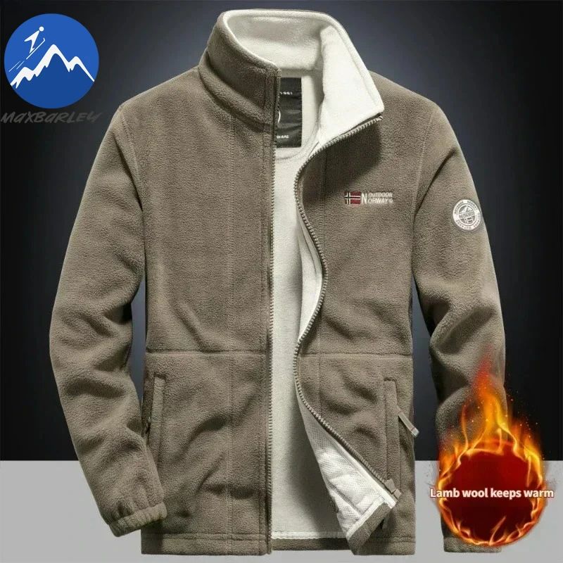 Winter Warm Fleece Jacket Men Climbing Double Thickened Pock