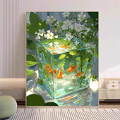 宝藏湾 数字油画diy窗边鱼缸肌理画填充油画高难度装 饰画数字画