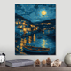 夜色美景数字油画diy填充油画治愈系装 饰涂色填色丙烯油彩画挂画