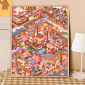 常安 宝藏湾 数字油画diy春节 可爱治愈填色多色填充数字画独家