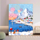 宝藏湾 饰画数字 数字油画diy冬日海湾小镇肌理画填充油画高难度装