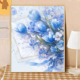 宝藏湾 数字油画diy冰蓝花语填充绘画可爱油画填色数字画填色挂画